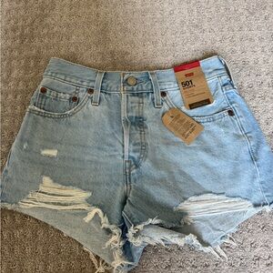 Levi's Blue Jean Shorts Distressed High-Waisted